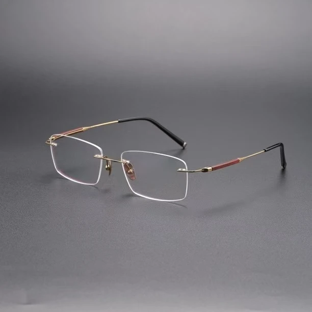 时尚无框小叶紫檀木超轻钛架无边框