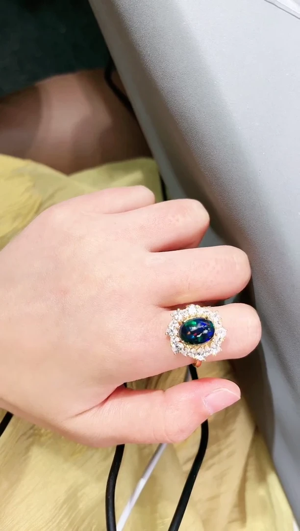 欧泊银S925镶嵌戒指h332