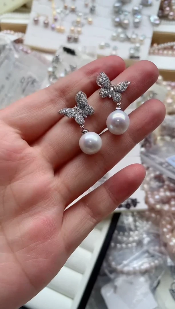 合金耳饰淡水珍珠多样性发其一，非无暇