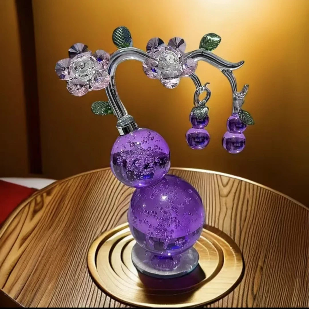 S2025新款紫色k9水晶葫芦摆件紫气东来客厅电视柜书柜装饰摆件