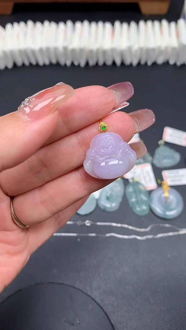 翡翠18K金镶嵌吊坠(不含链)MS191042