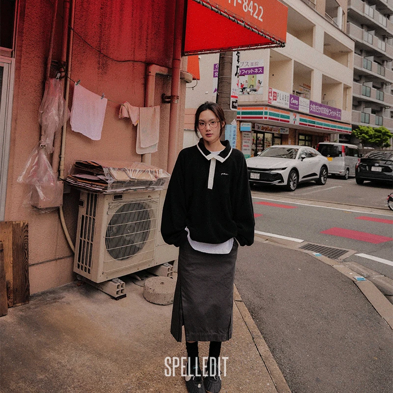 SPELLEDIT2025冬季新品复古机能中长裙高级感百搭韩系复古半身裙