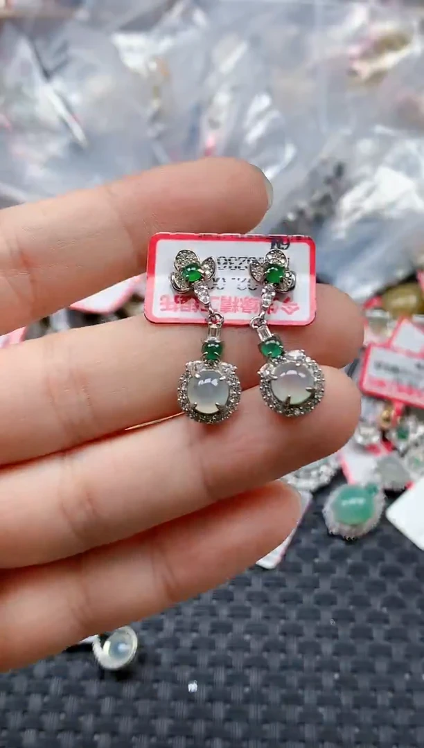 银S925镶嵌戒指翡翠天然A货缅甸翡翠