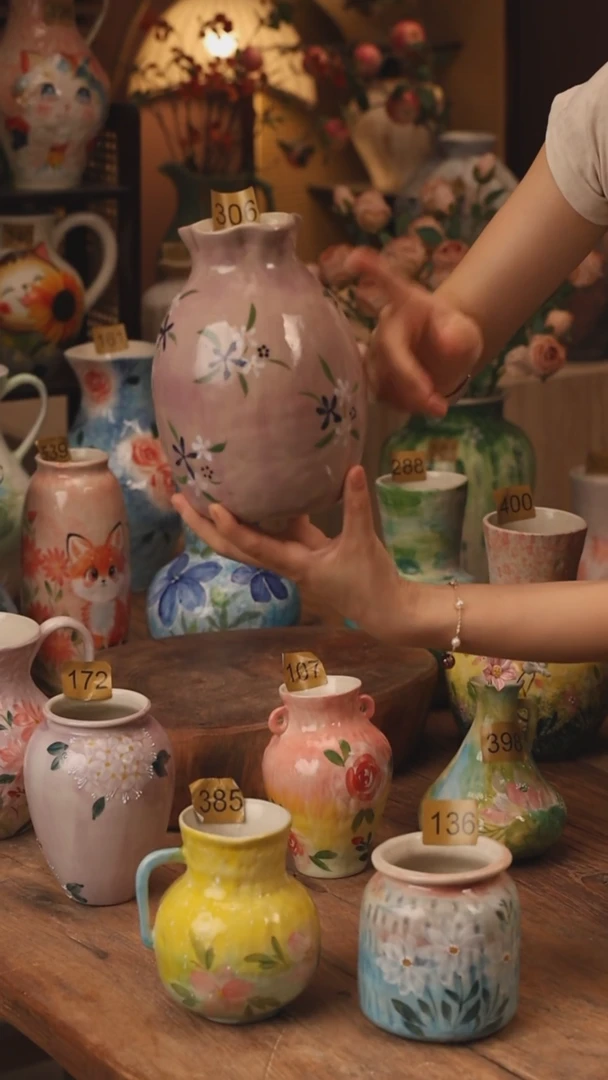 陶瓷306景德镇设计师手作花器摆件侘寂风