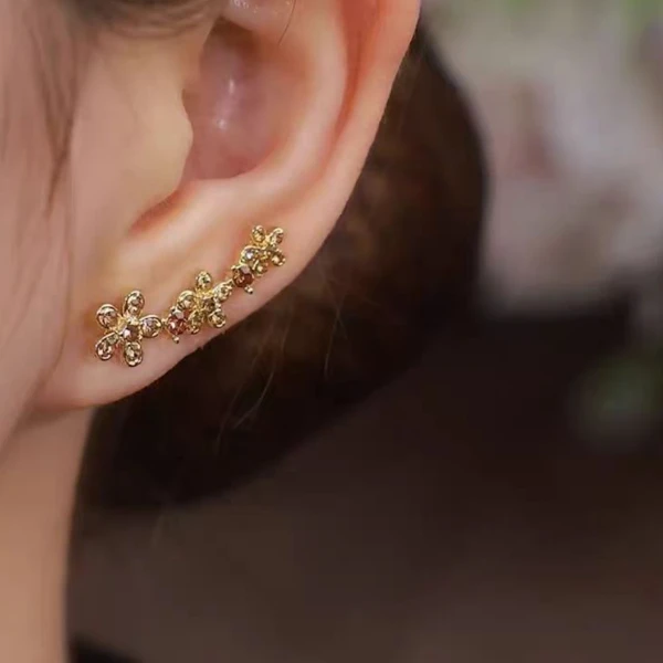 铜合金合成锆石耳饰 「繁华似锦」高级感网红气质时尚轻奢百搭耳环