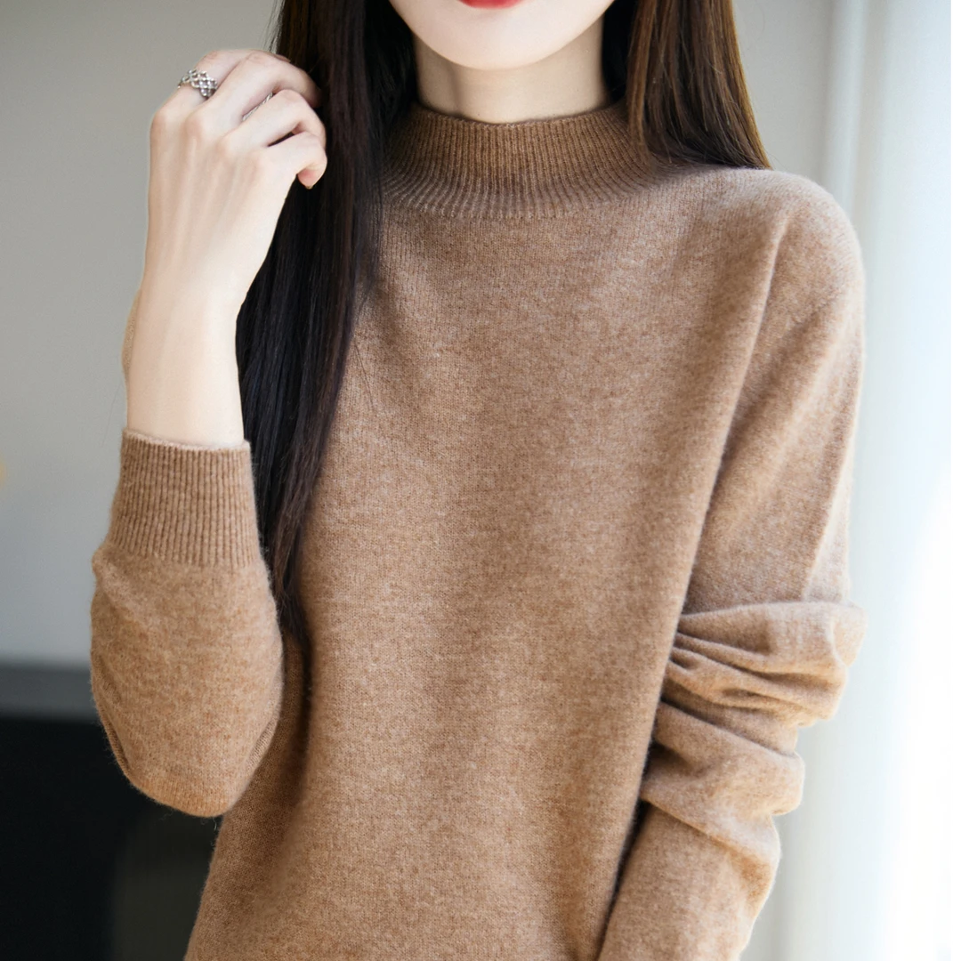 半高领2025秋冬爆款柔软亲肤宽松显瘦百搭针织打底毛衣女内搭长袖