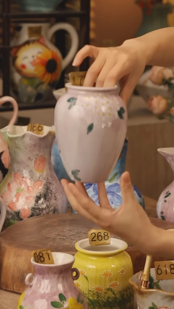 陶瓷172景德镇设计师手作花器摆件侘寂风