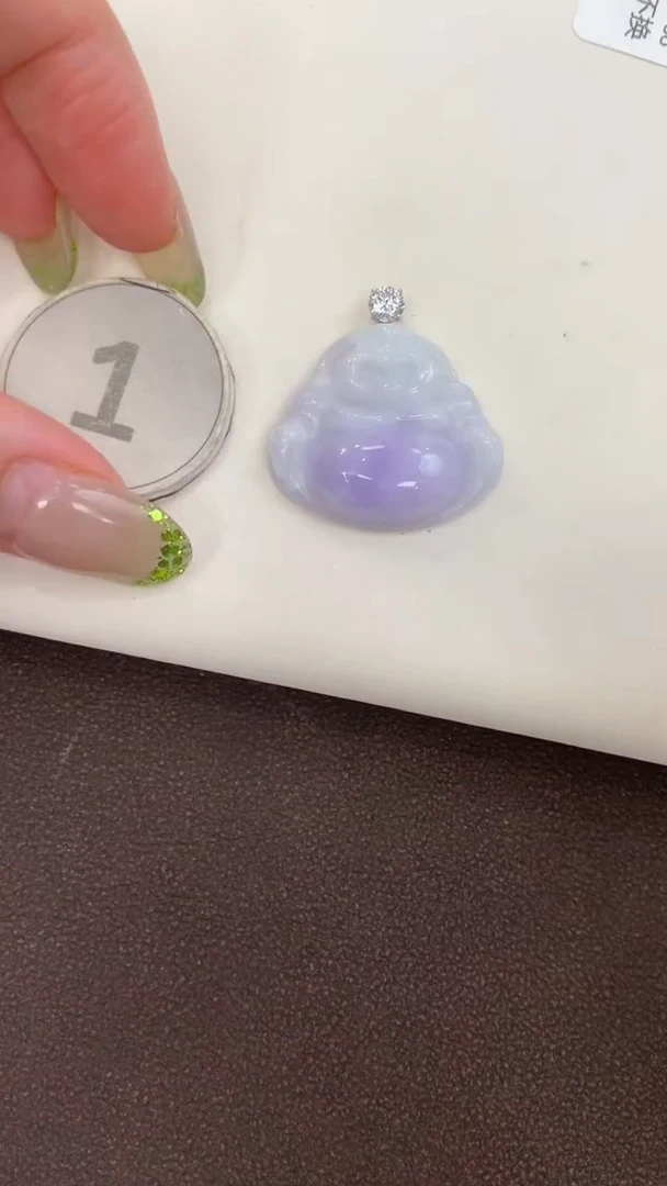 颈饰18K金镶嵌翡翠天然缅甸a货翡翠