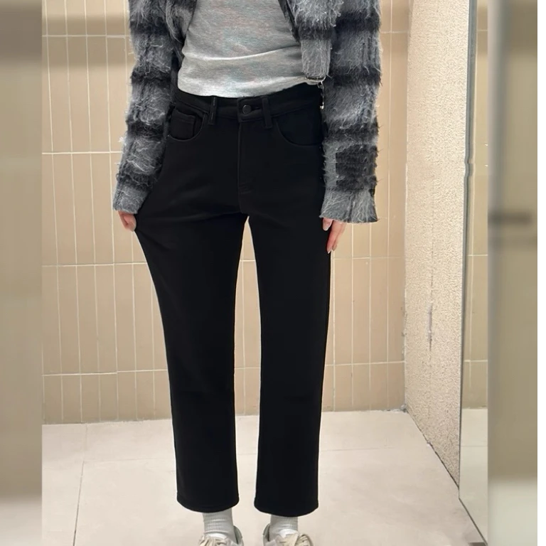 SU【095-1】代98  本本  复合绒女2025冬新款加厚弹力九分烟管裤