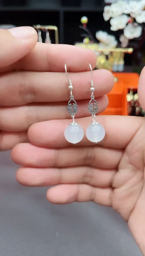 玛瑙/玉髓耳饰银S925镶嵌522000