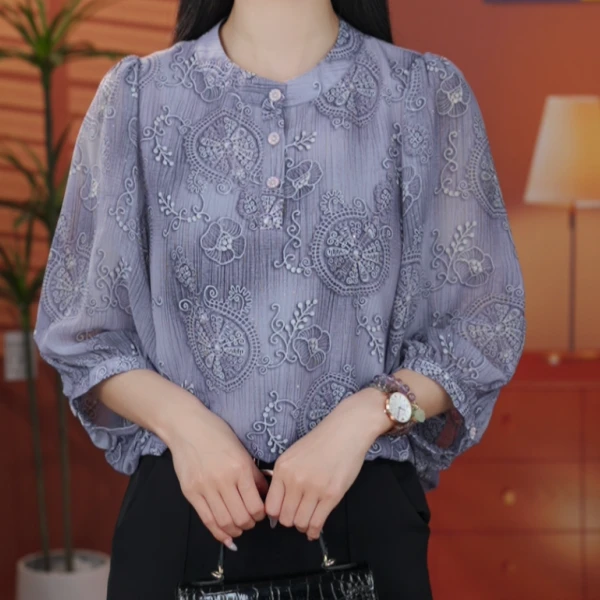 X2745【出口原单】优雅时尚气质显瘦衬衫-香菜