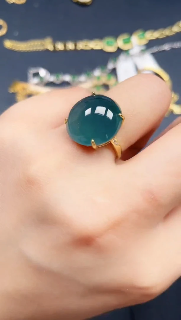 翡翠戒指银S925镶嵌432423