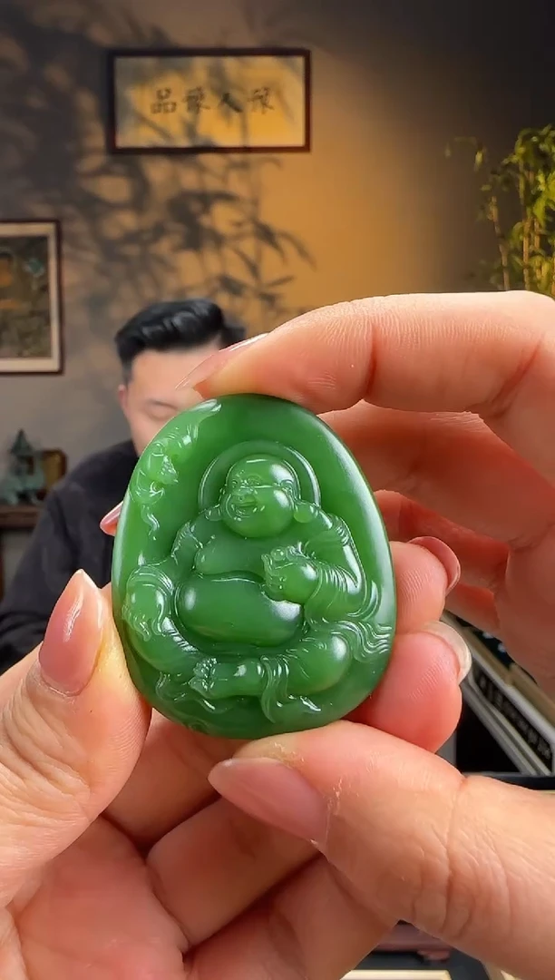 未镶嵌和田玉挂件碧玉弥勒佛L91
