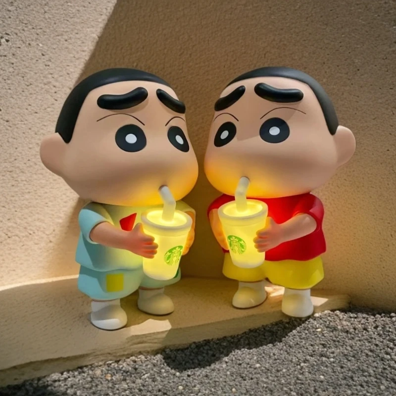 新款大号奶茶小新发光充电夜灯家居装饰潮玩手办公仔儿童动漫饰品