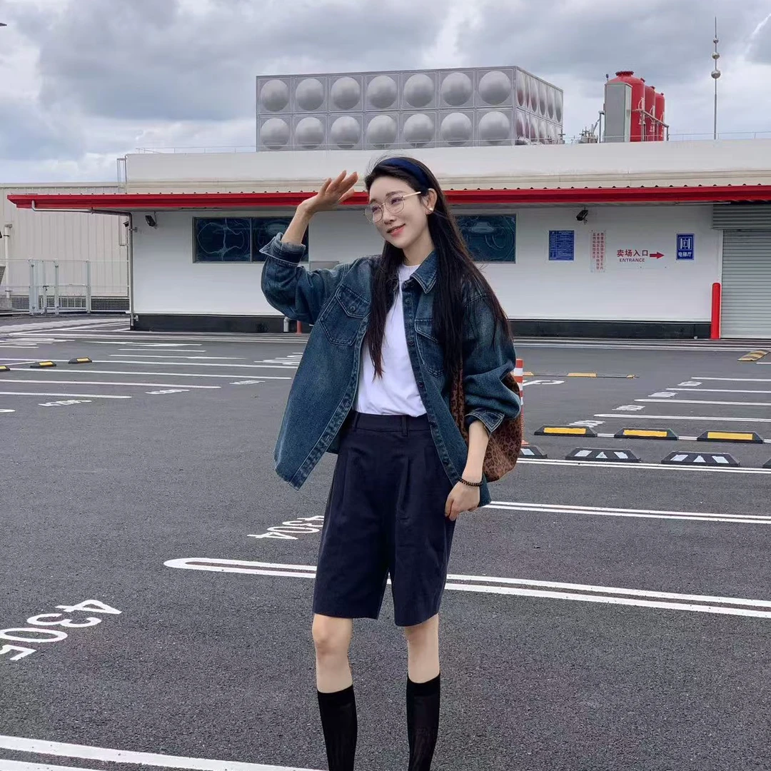 OUDOCKEE 鸥鸥【莱赛尔】老钱 牛仔蓝重工设计感外套 C2503X578T