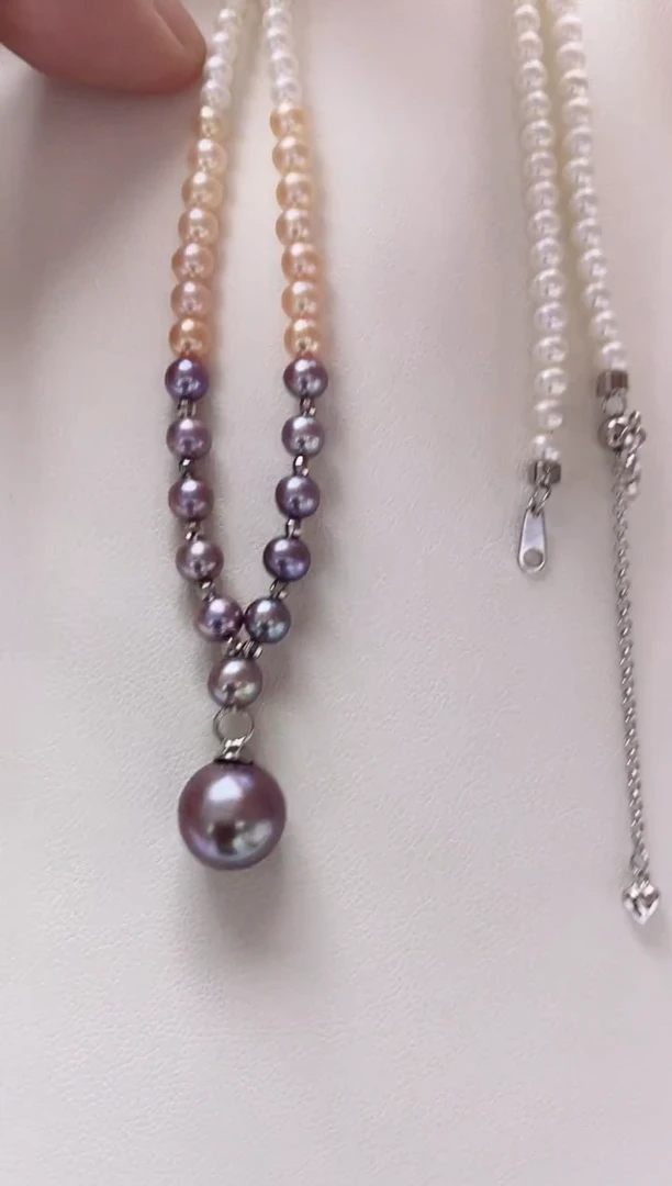 项链银S925镶嵌淡水珍珠淡水珍珠项链