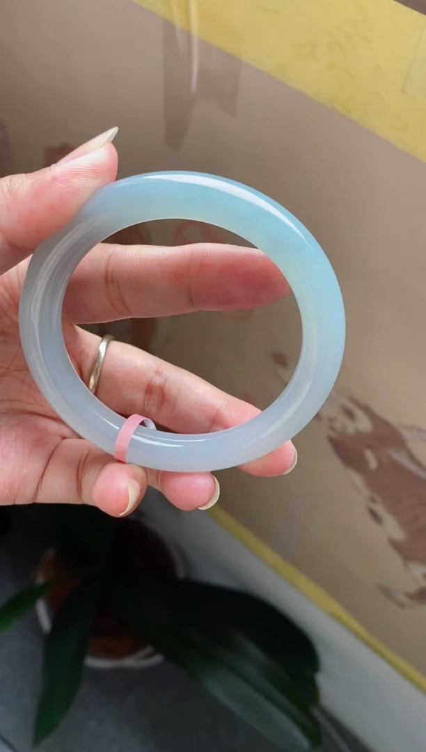 翡翠手镯未镶嵌（高货必买）果冻冰透胶天空蓝圆条22号