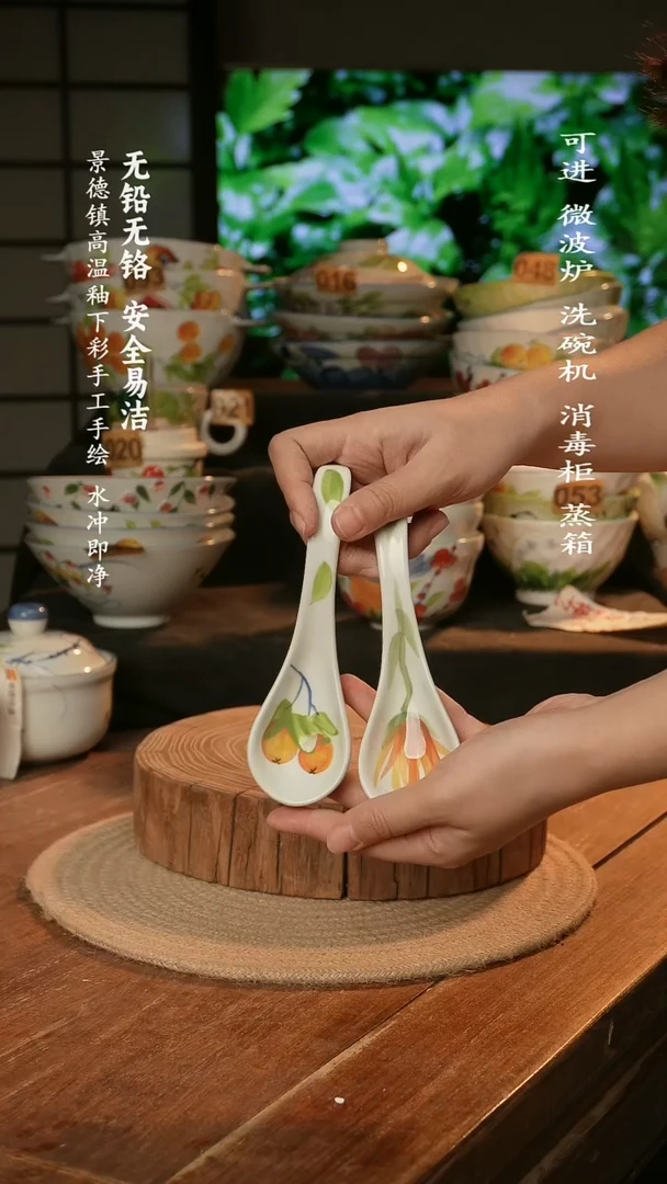 瓷景德镇高温瓷釉下彩手绘陶瓷