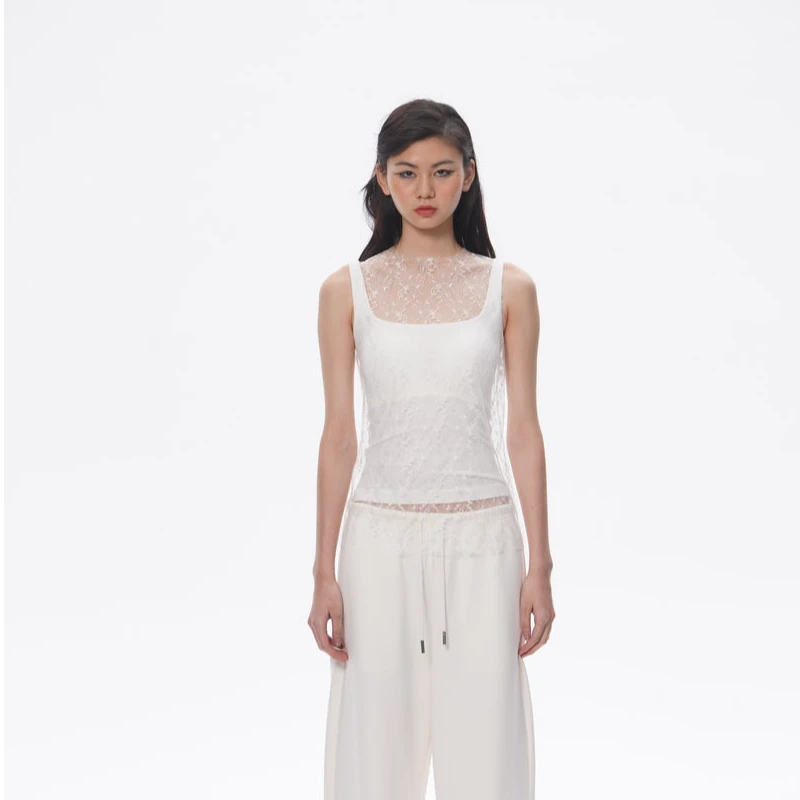 CAYLA 25SS 羊绒方领胸垫背心