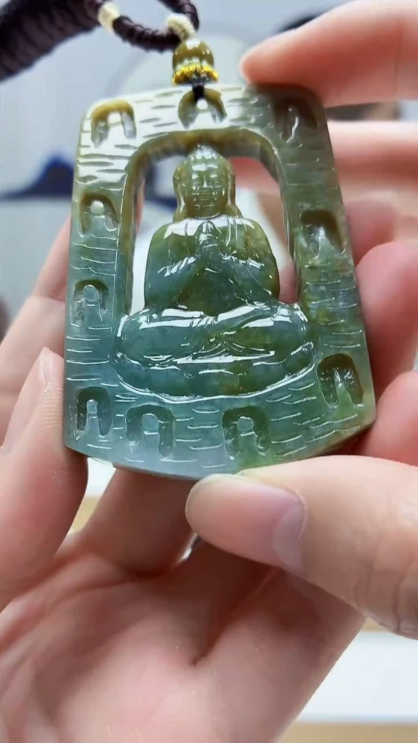 未镶嵌定制翡翠5028zm-毛货挂件44佛观天下