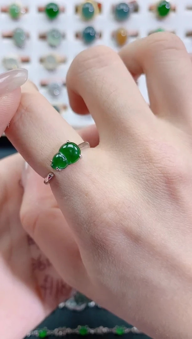 银S925镶嵌戒指翡翠天然翡翠