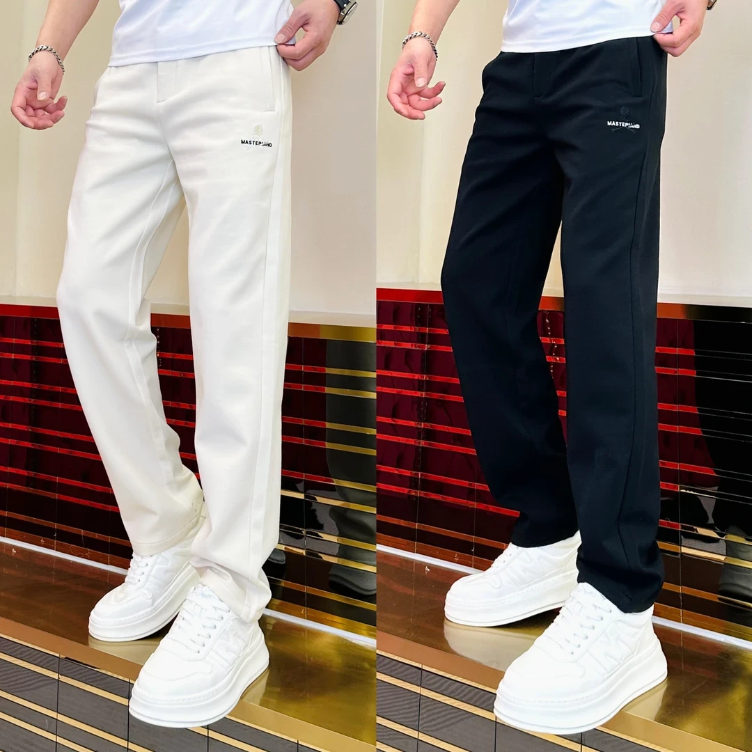 2025秋冬加绒刺绣加厚直筒裤垂感长裤男士休闲裤舒适痞帅潮男裤子