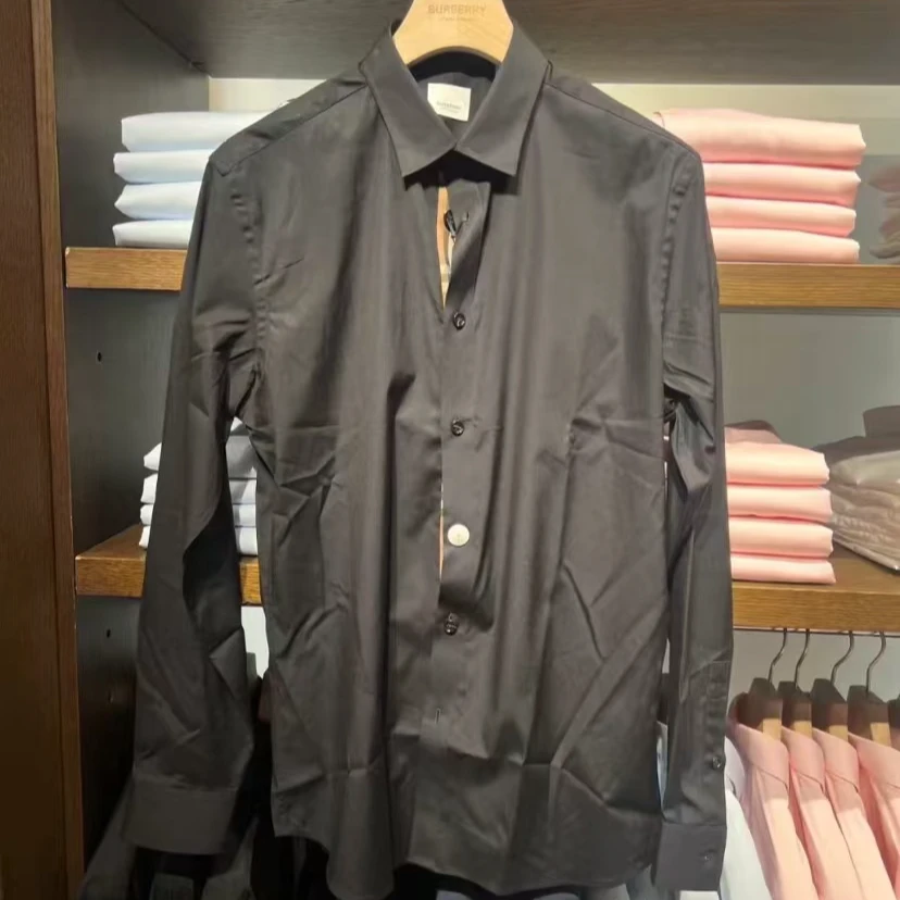 【香港直邮】BURBERRY博柏利 男士长袖衬衫衬衣 黑色  80914291