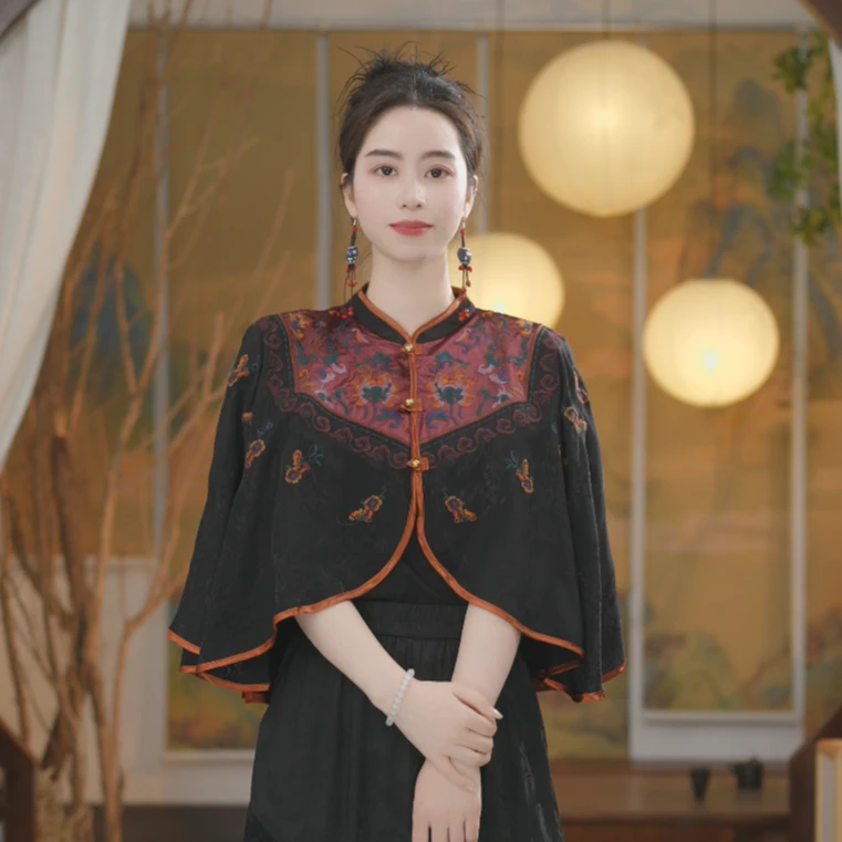 素娘新中式气质薄款百搭女士披肩外套重工刺绣复古春夏S24713W