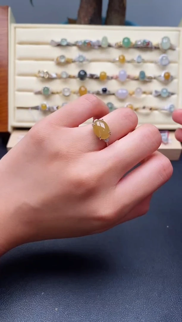 翡翠戒指银S925镶嵌天然A货翡翠5555   4-2