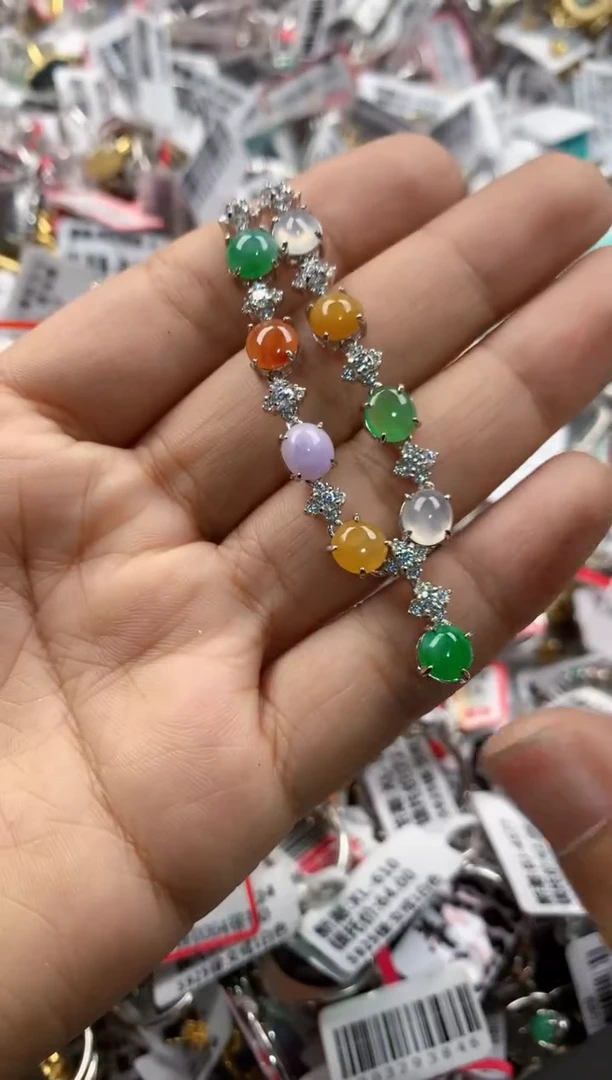 银S925镶嵌戒指翡翠10     5