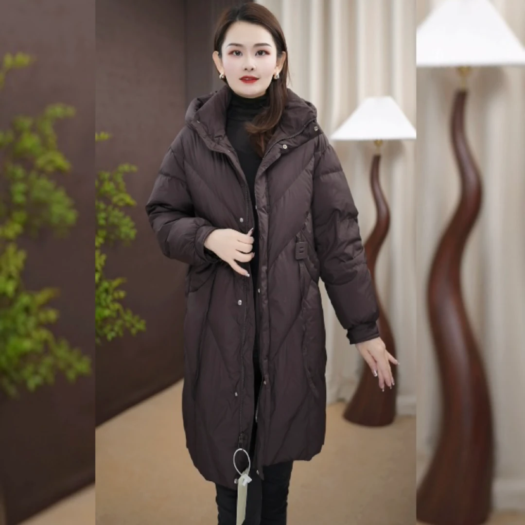 2025冬季新款廓形宽松显瘦中长款羽绒外套设计款