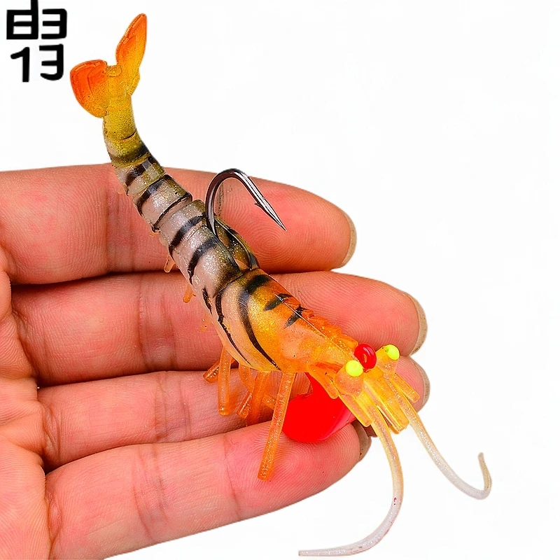 SGYAO多节虾路亚饵夜光软饵假饵适合海钓淡水钓鱼T尾虾饵仿生泳饵