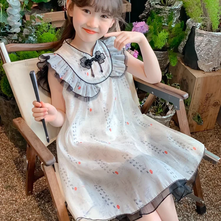 女童夏装旗袍新款儿童女孩夏季裙子中国民族风背心连衣裙202408