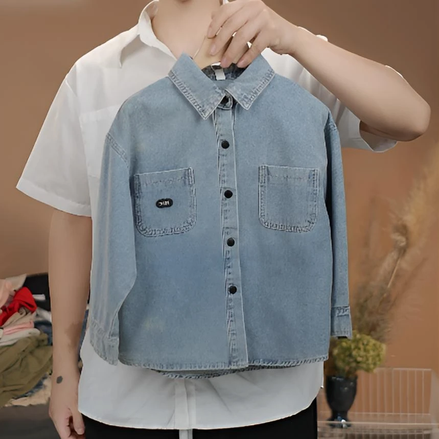 春秋男童女童牛仔外套童装时尚百搭