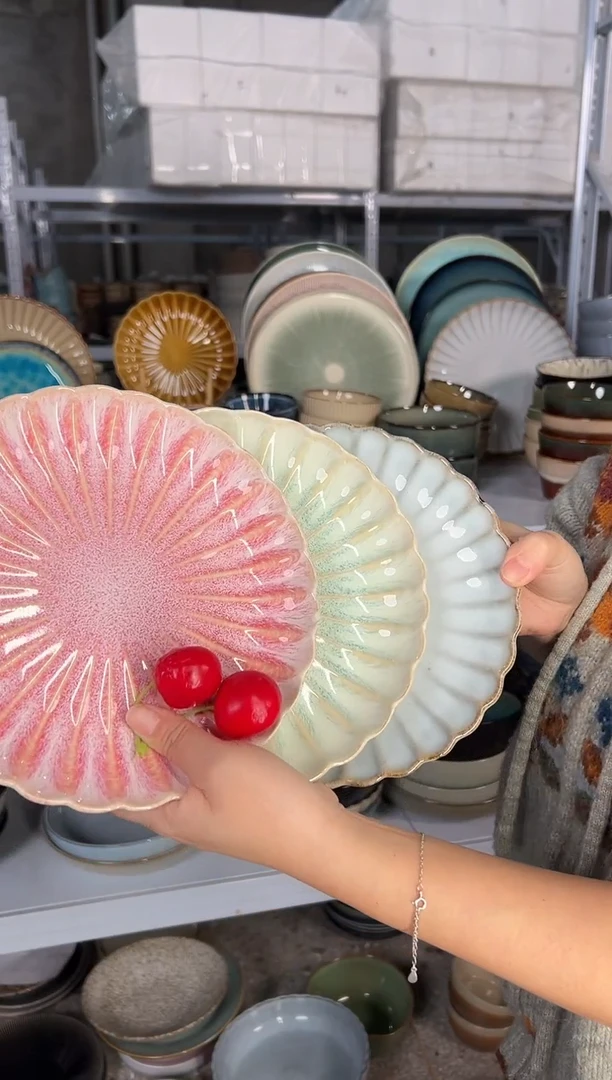 陶瓷外贸尾货瑕疵满20包邮X3小盘8英寸20厘米左右