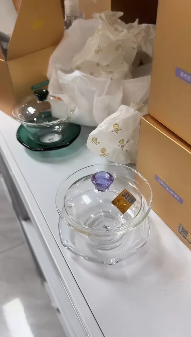 @@禾器禅语盖碗浅紫色