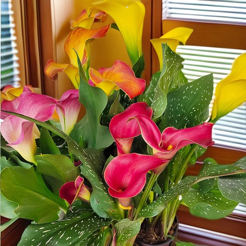hei彩色马蹄莲现货绿园花开进口带花发四季阳台盆栽多年生