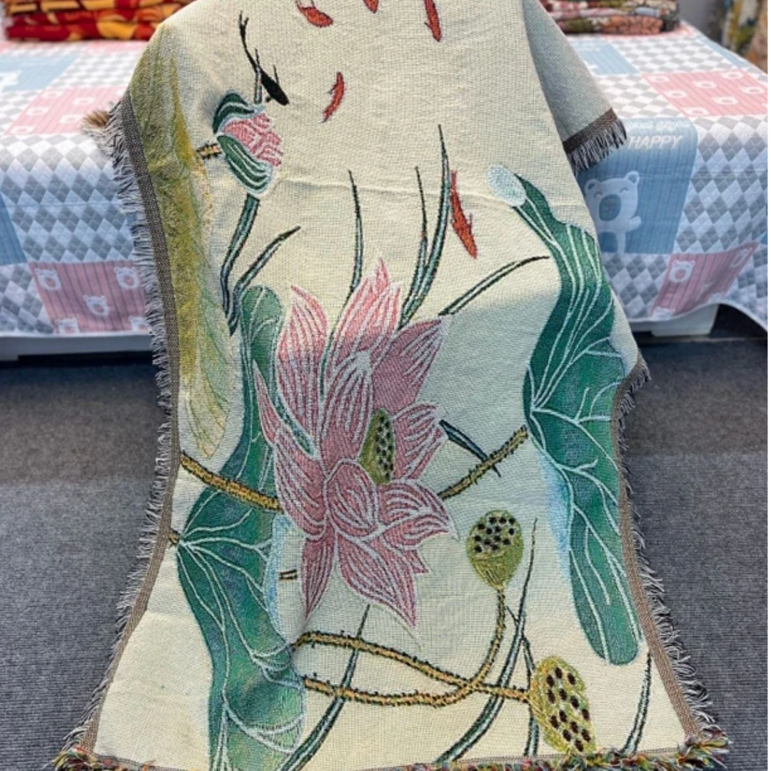 【荷花】±5厘米沙发巾餐桌巾茶几一片式盖巾四季可用（缩水介意勿拍）