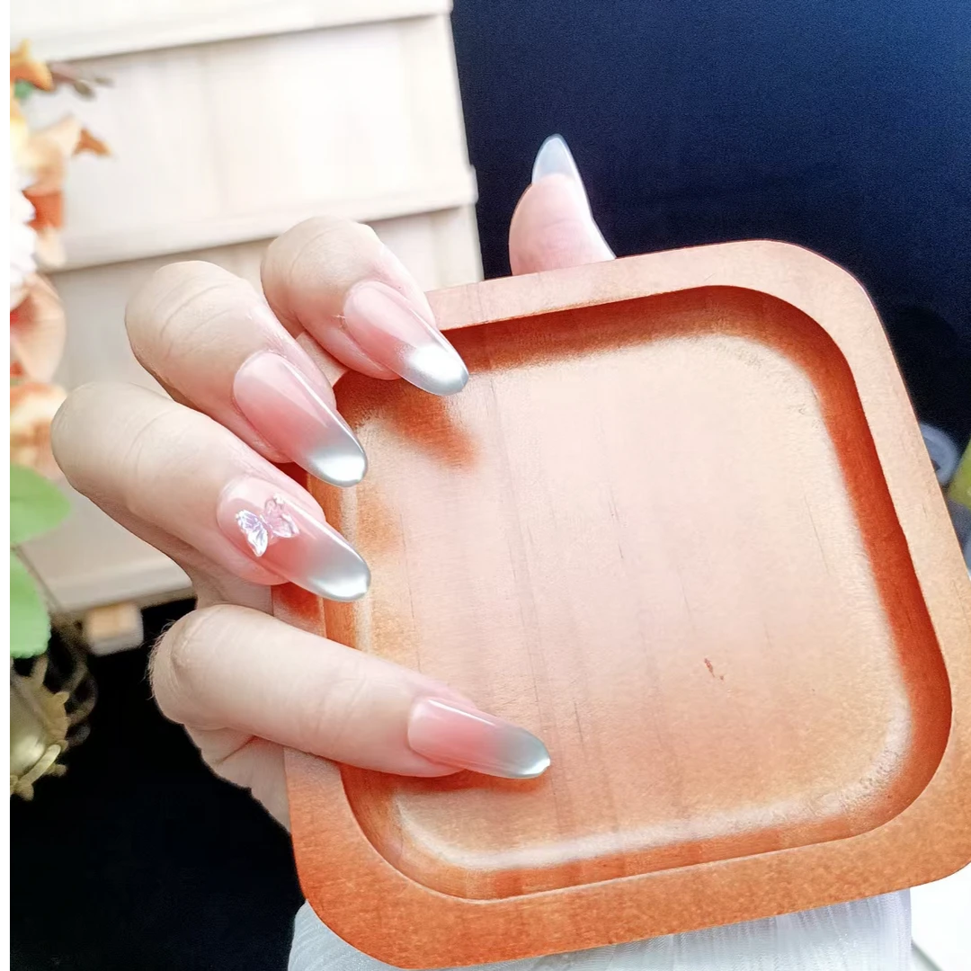 【冰水蝴蝶】腮红渐变追光猫眼简约高级感穿戴甲手指甲贴片10片装