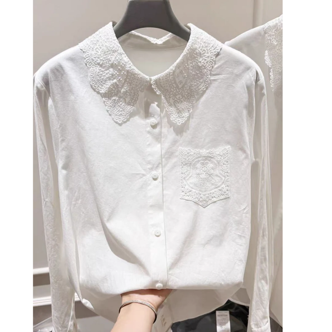 女士衬衫  气质长袖时尚高定​​花​边衬​衣
