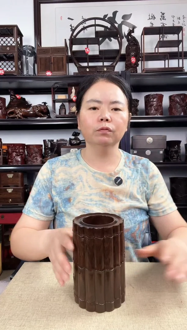 木竹节笔筒老李红木工艺品