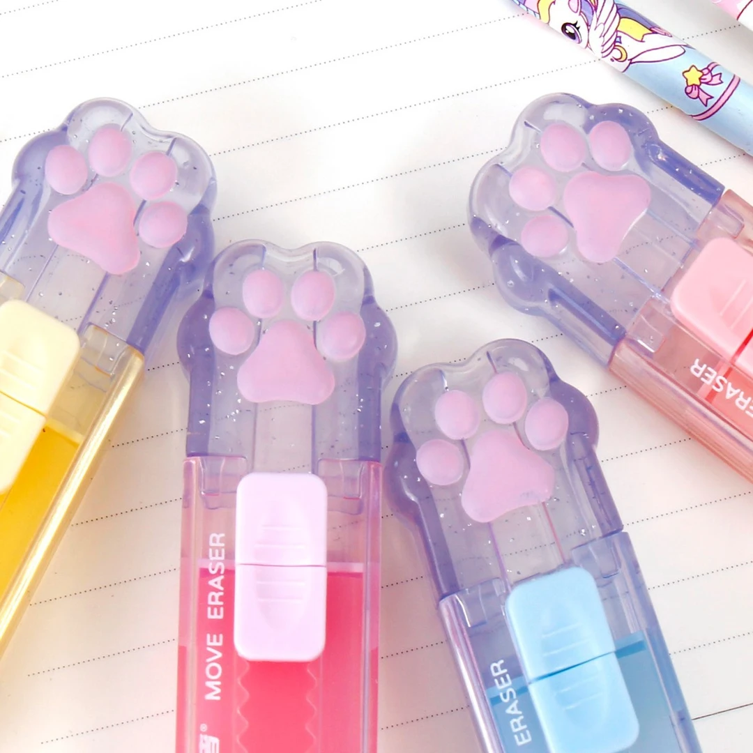 果冻糖果配色推拉橡皮擦伸缩可换替芯装橡皮超净超柔软不留痕