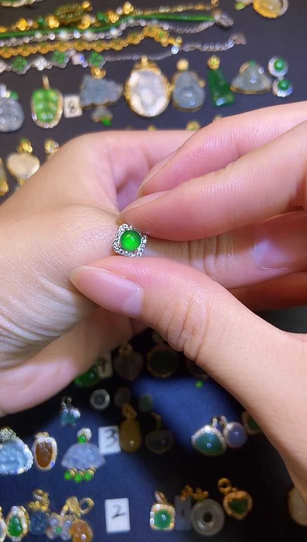 翡翠银S925镶嵌吊坠(不含链)1