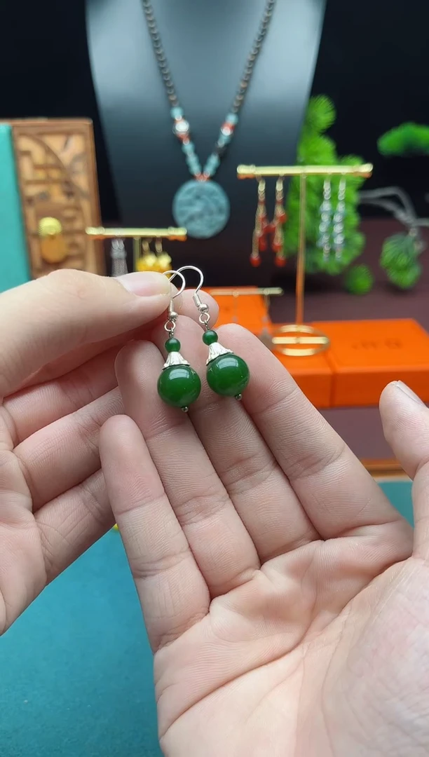 银S925镶嵌耳饰玛瑙/玉髓733