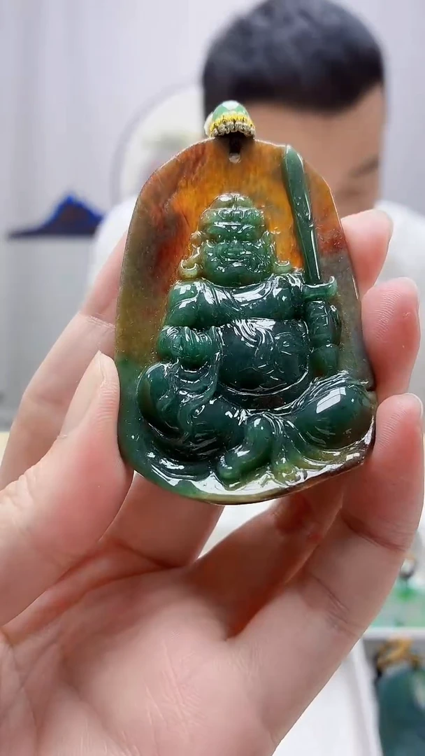 未镶嵌定制翡翠4898zm-毛货挂件84大黑天