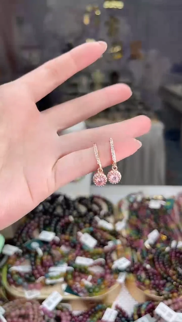 【闪购商品】碧玺/银S925镶嵌碧玺耳扣多样性发货