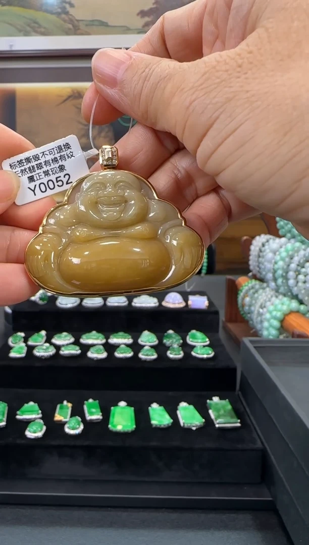 翡翠18K金镶嵌颈饰Y0052黄佛公