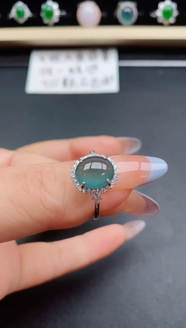 翡翠戒指银S925镶嵌50805