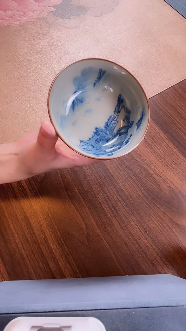 老陶泥山水圆口杯