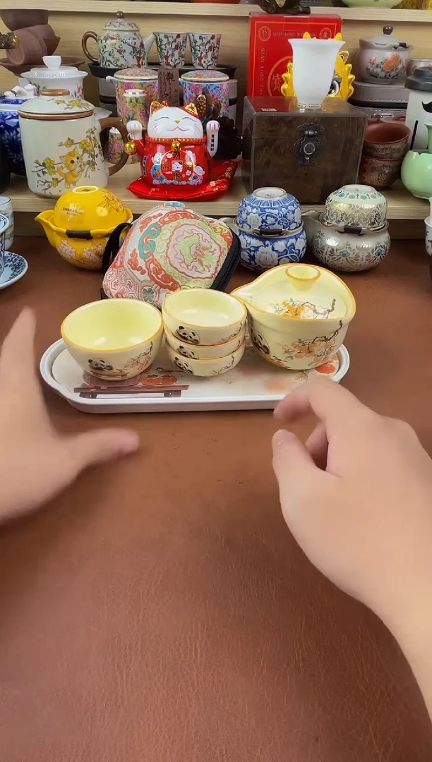 陶瓷茶具摆件旅行套组